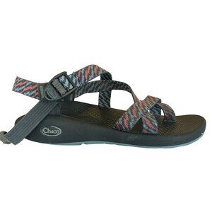 Chaco Z/1 Classic Sandal Womens US 10 Black Blue Red Shoes Zig Zag Print Adjust